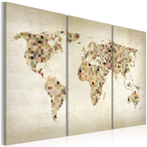 Tableau Imprimé 3 Panneaux "Monde en Beige" 80 x 120 cm (1/2)