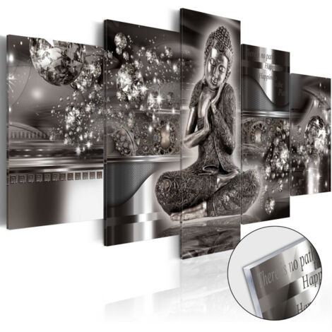 Tableau sur Verre Acrylique "Silver Serenity" 50 x 100 cm (1/2)