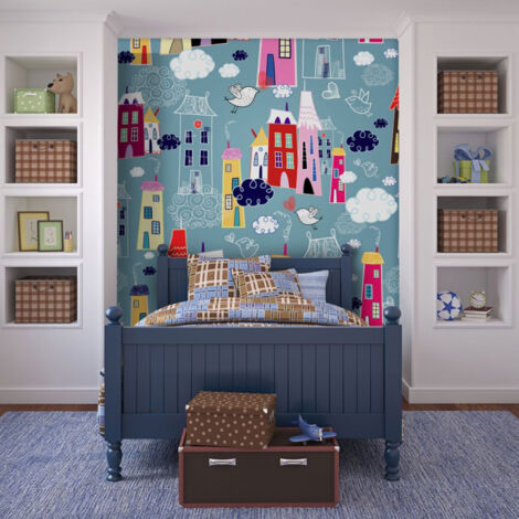 Papier Peint "Petit Village dans Les Nuages" 154 x 200 cm (1/2)