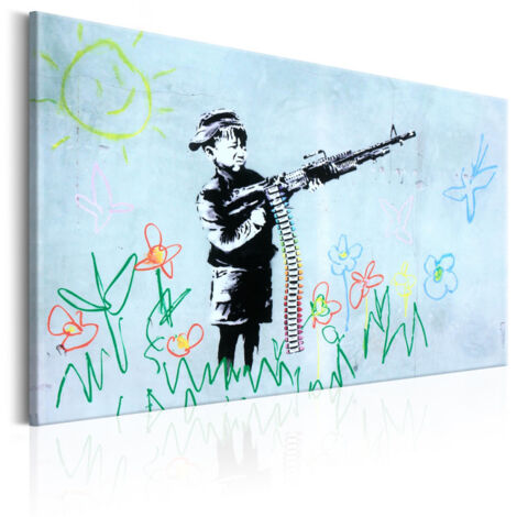 Tableau Imprimé "Boy with Gun - Banksy" 40 x 60 cm (1/2)
