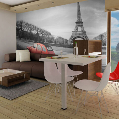Papier Peint "Tour Eiffel & Voiture Rouge" 193 x 250 cm (1/2)