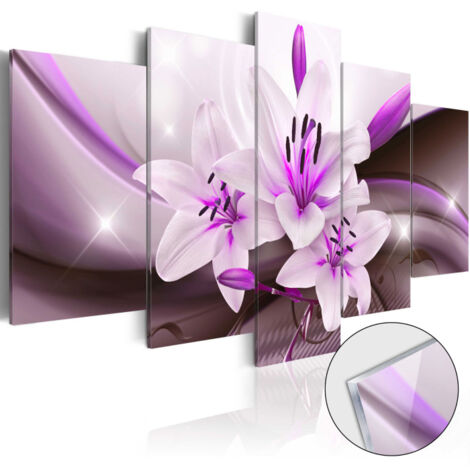 Tableau sur Verre Acrylique "Violet Desert Lily" 50 x 100 cm (1/2)