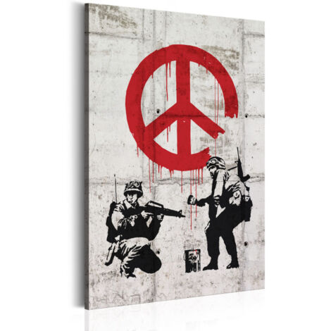 Tableau Imprimé "Soldiers Painting Peace - Banksy" 80 x 120 cm (1/2)