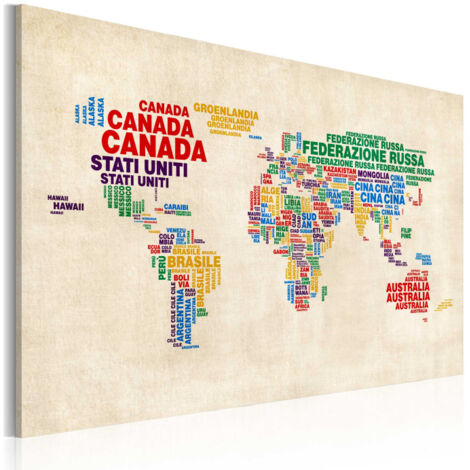 Tableau "Carte du Monde Italienne en Couleurs Vives" 40 x 60 cm (1/2)