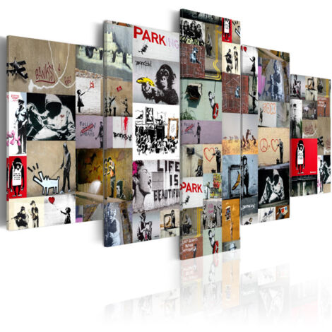 Tableau Imprimé "Art of Collage - Banksy IV" 50 x 100 cm (1/2)