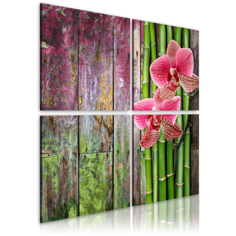 Tableau Imprimé "Bambou & Orchidée" 40 x 40 cm (1/2)