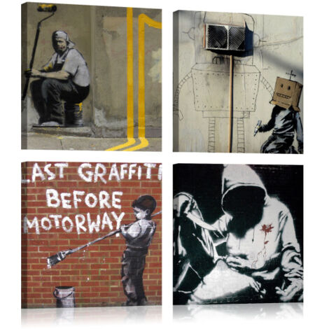 Tableau Imprimé "Banksy - Street Art" 40 x 40 cm (1/2)