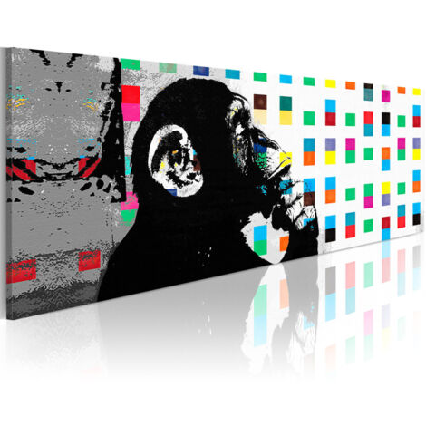 Tableau Imprimé "Banksy - the Thinker Monkey" 45 x 135 cm (1/2)
