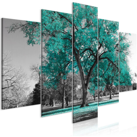 Tableau 5 Panneaux "Autumn in the Park Wide Turquoise" 50 x 100 cm (1/2)