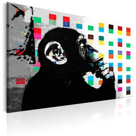 Tableau Imprimé "Banksy - the Thinker Monkey" 40 x 60 cm (1/2)