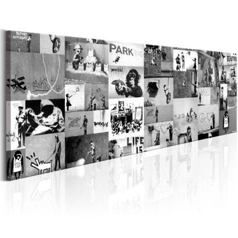 Tableau Imprimé "Banksy - Graffiti Collage II" 45 x 135 cm (1/2)
