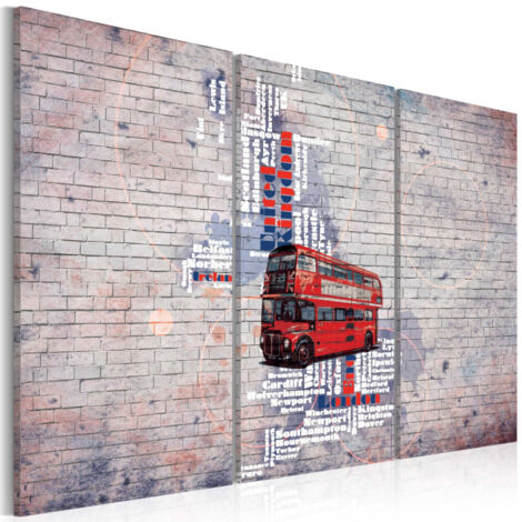 Tableau 3 Panneaux "Autour de la Grande Bretagne en Routemaster" 60 x 90 cm (1/2)