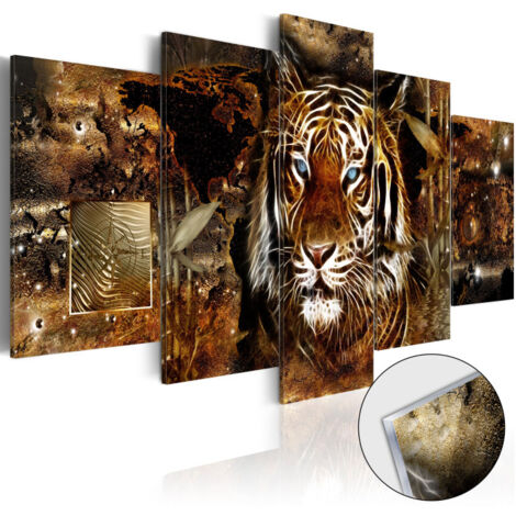 Tableau sur Verre Acrylique "Golden Jungle" 50 x 100 cm (1/2)