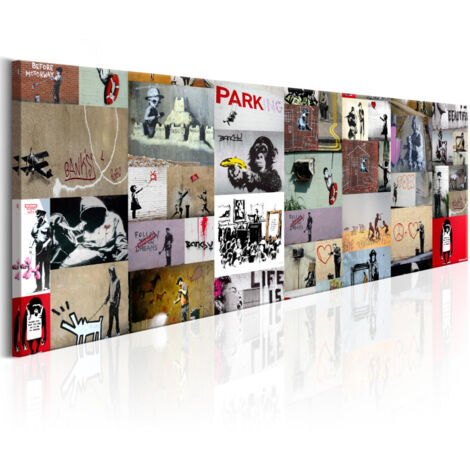 Tableau Imprimé "Art of Collage - Banksy II" 50 x 150 cm (1/2)