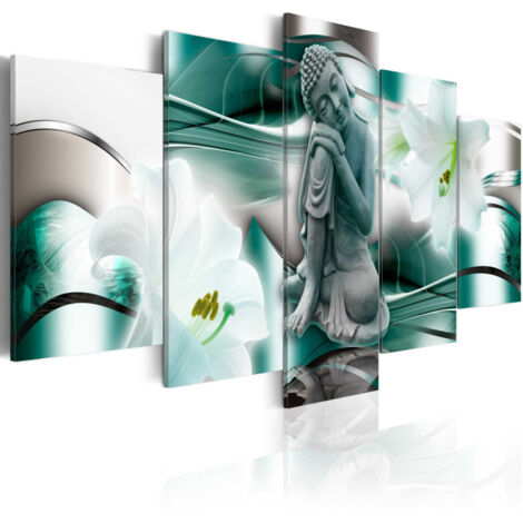 Tableau Imprimé "Buddha & Lilies" 50 x 100 cm (1/2)