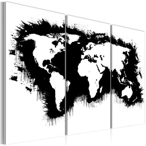 Tableau 3 Panneaux "Carte Monochromatique du Monde" 40 x 60 cm (1/2)