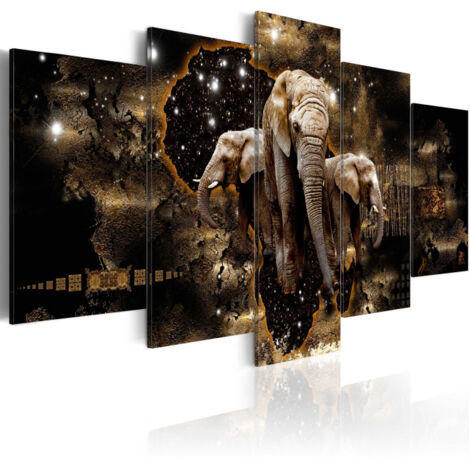 Tableau Imprimé "Brown Elephants" 50 x 100 cm (1/2)