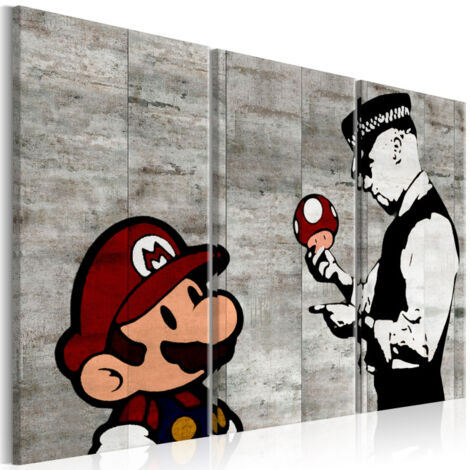 Tableau Imprimé "Banksy - Mario Bros" 80 x 120 cm (1/2)
