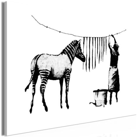 Tableau Imprimé "Banksy - Washing Zebra Wide" 60 x 90 cm (1/2)