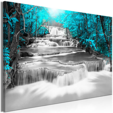 Tableau Imprimé "Cascade of Thoughts Wide Turquoise" 60 x 90 cm (1/2)