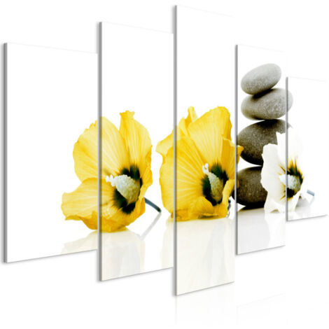 Tableau Imprimé 5 Panneaux "Calm Mallow Wide Yellow" 50 x 100 cm (1/2)