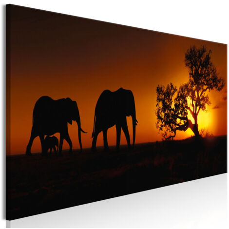 Tableau Imprimé "Elephant Family Orange" 45 x 135 cm (1/2)