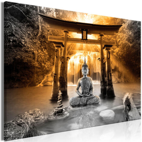 Tableau Imprimé "Buddha Smile Wide Orange" 60 x 90 cm (1/2)