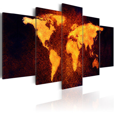Tableau Imprimé "Carte du Monde Lave Chaude" 50 x 100 cm (1/2)