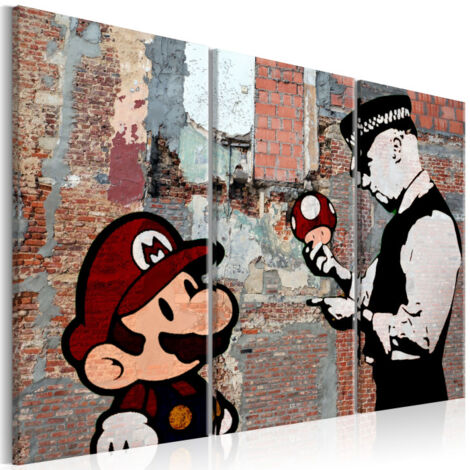 Tableau Imprimé "Banksy - Warning" 60 x 90 cm (1/2)