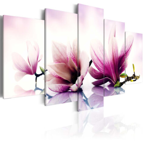 Tableau Imprimé "Fleurs Roses Magnolias" 50 x 100 cm (1/2)