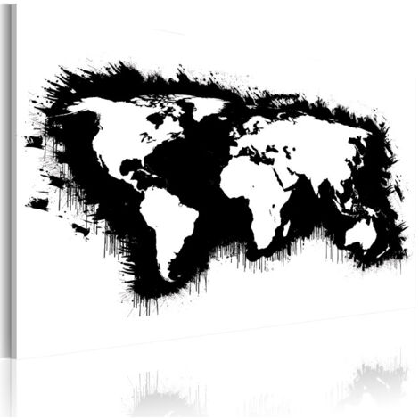 Tableau Imprimé "Carte Monochromatique du Monde" 40 x 60 cm (1/2)