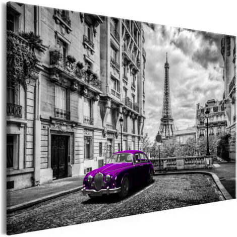 Tableau Imprimé "Car in Paris Violet Wide" 60 x 90 cm (1/2)