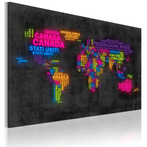 Tableau Imprimé "Carte du Monde en Italien II" 80 x 120 cm (1/2)