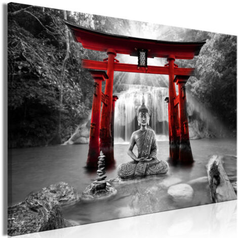 Tableau Imprimé "Buddha Smile Wide Red" 60 x 90 cm (1/2)