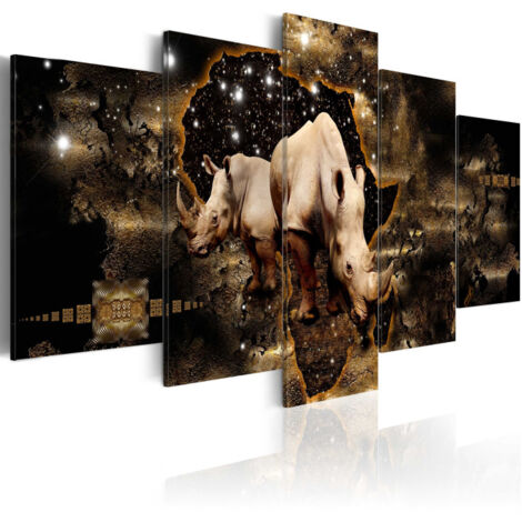 Tableau Imprimé "Golden Rhino" 100 x 200 cm (1/2)