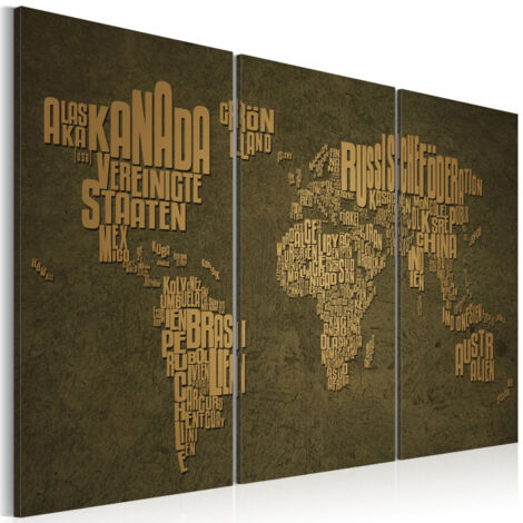 Tableau 3 Panneaux "Carte du Monde en Allemand : Continents" 60 x 90 cm (1/2)