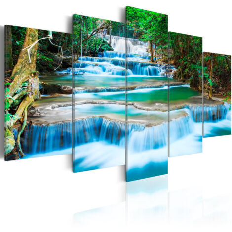 Tableau "Cascade Bleue à Kanchanaburi, Thaïlande" 50 x 100 cm (1/2)