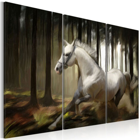 Tableau Imprimé "Cheval Blanc Parmis Les Arbres" 80 x 120 cm (1/2)