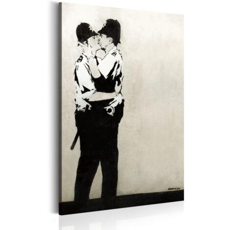 Tableau Imprimé "Kissing Coppers - Banksy" 40 x 60 cm (1/2)