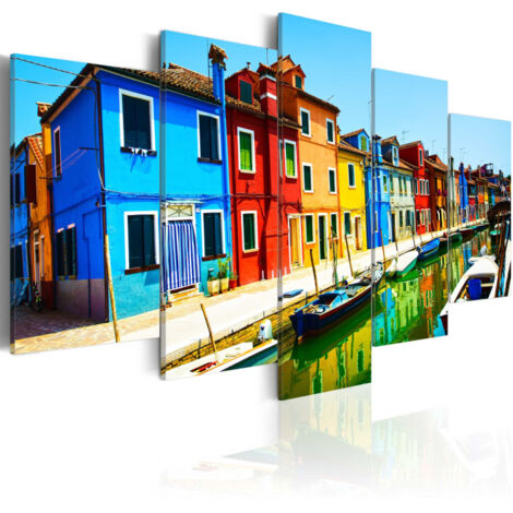 Tableau "Maisons Aux Couleurs de l'arc en Ciel" 100 x 200 cm (1/2)