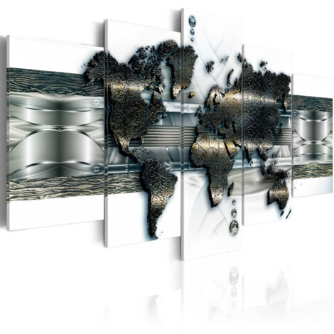 Tableau Imprimé "Metal World Map" 50 x 100 cm (1/2)