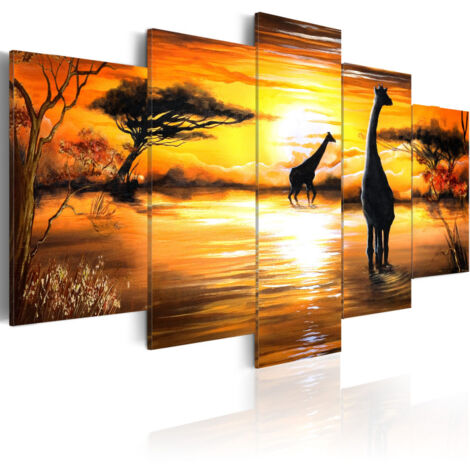 Tableau Imprimé "Girafes au Trou D'eau" 50 x 100 cm (1/2)