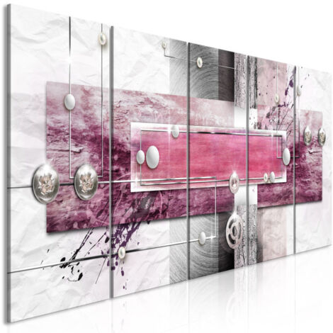 Tableau 5 Panneaux "Mysterious Mechanism Narrow Pink" 90 x 225 cm (1/2)