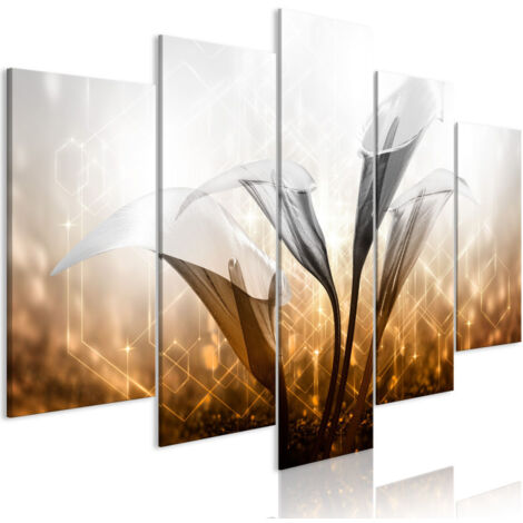 Tableau 5 Panneaux "Floral Quartet Wide Golden" 50 x 100 cm (1/2)