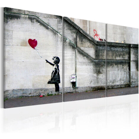 Tableau 3 Panneaux "Il Ya Toujours de l'espoir - Banksy" 60 x 120 cm (1/2)