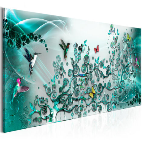 Tableau "Hummingbirds Dance Turquoise Narrow" 45 x 135 cm (1/2)