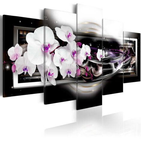 Tableau Imprimé "Orchids on a Black Background" 50 x 100 cm (1/2)