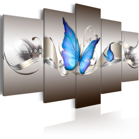 Tableau Imprimé "Papillons Bleus" 50 x 100 cm - 1