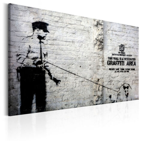 Tableau "Graffiti Area Police & a Dog - Banksy" 40 x 60 cm (1/2)