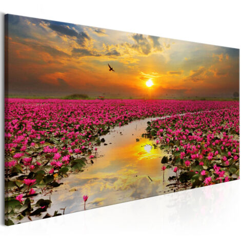 Tableau Imprimé "Lily Field Narrow" 50 x 150 cm (1/2)
